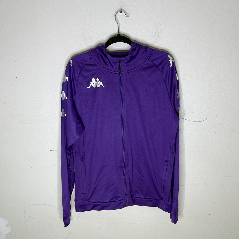 Kappa Vibrant Purple Polyester Zip-Up Hooded Jacket Sweatshirt Size Large